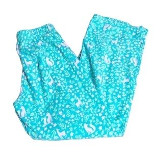 Eddie Bauer Kids Fuzzy Soft Pajama Teal Pink Woodland Animals Pants